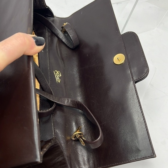 Rodo for Bonwit Teller Brown Smooth Italian Leather Clutch Shoulder Bag - Picture 12 of 15
